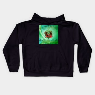 Wonderful colorful dragon head with flowers Kids Hoodie